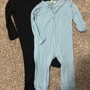 Kyte BABY midnight and azure snap rompers
